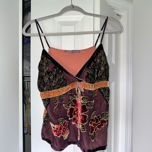 Vintage embroidered beaded fairycore tank top